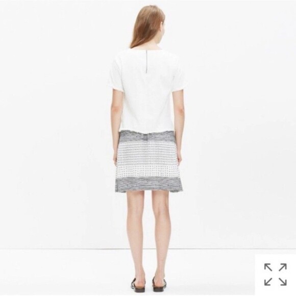 Madewell Silk Skirt Black White Hashtag Stripe Faux Wrap Tulip Mini Size Medium - Picture 2 of 9